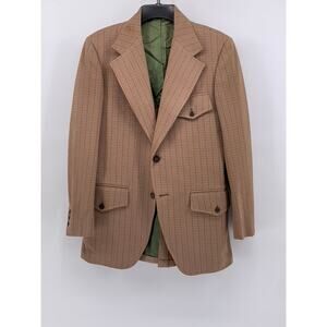 UNBRANDED Men's Brown Striped Two-Button Blazer SZ L